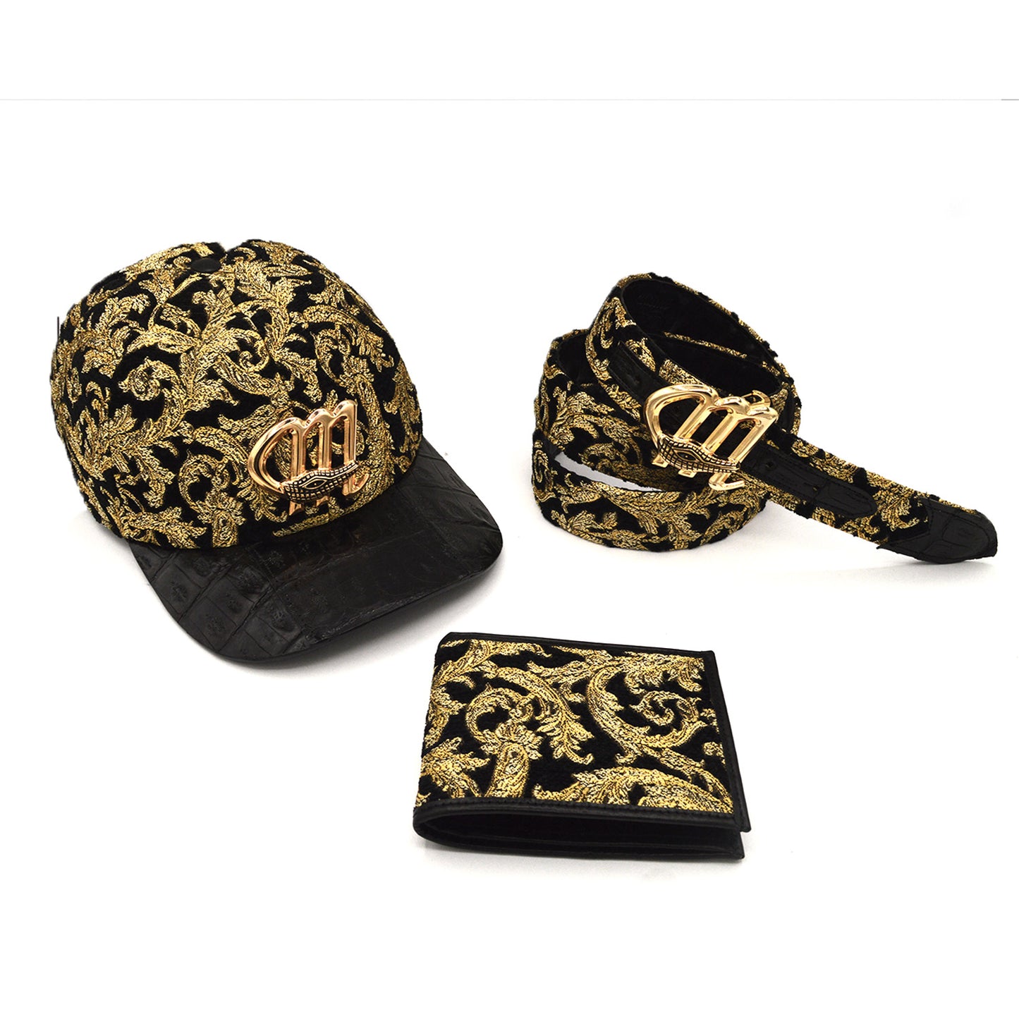 Mauri Fabric Gold & Croc Hat