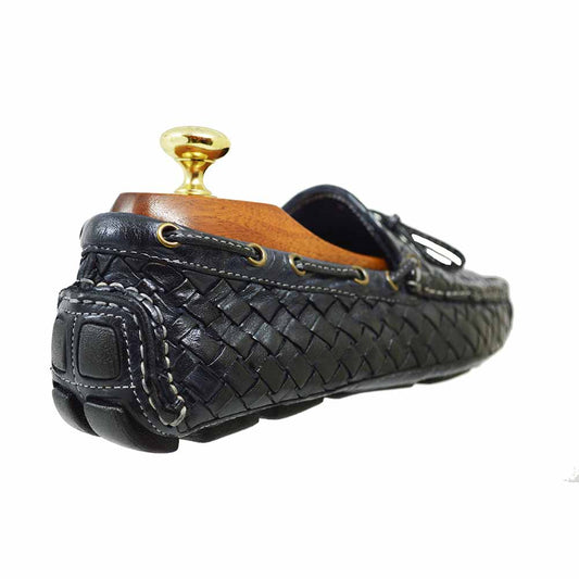 Calzoleria Toscana E951 Blue Woven Leather Loafers