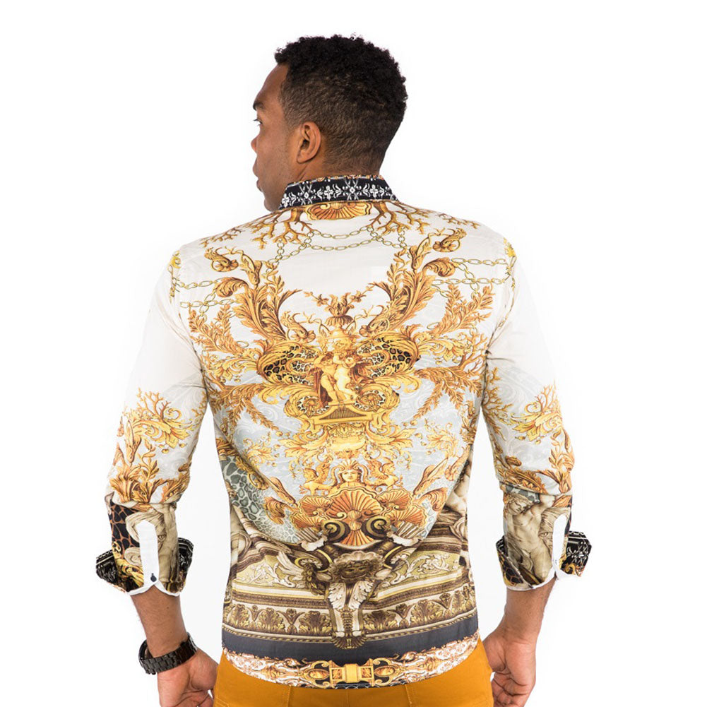 Public Denim White-Gold Print Design Shirt