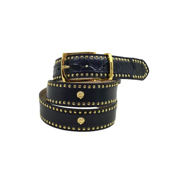 Mauri Studded Shiny Calf Leather Belt
