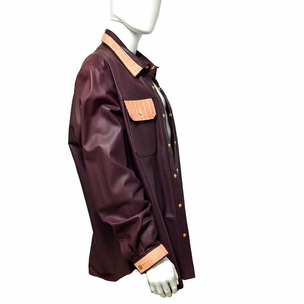 Jakewood Burgundy Custom Leather-Crocodile Shirt G-Gator Last Shirt