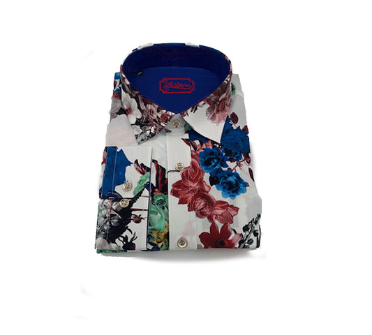 White Philippe button-up shirt from the Shirts & Tops collection, featuring classic collar and long sleeves.