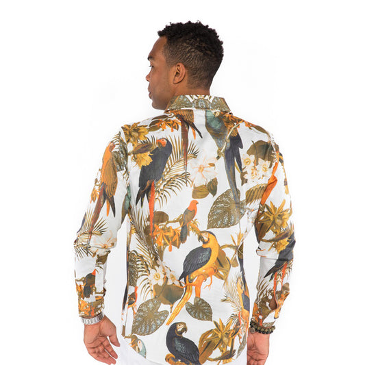 Public Denim White Parrot Shirt 228