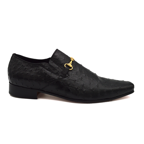 Mauri 0215 Ostrich Loafer Dress Shoes Black