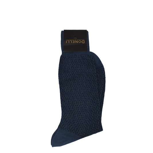 Men's Cotton Socks Navy with Black details - Cellini Uomo 