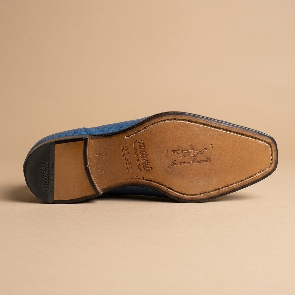 Mauri 1080 Blue Alligator and Leather Lace Up Shoes