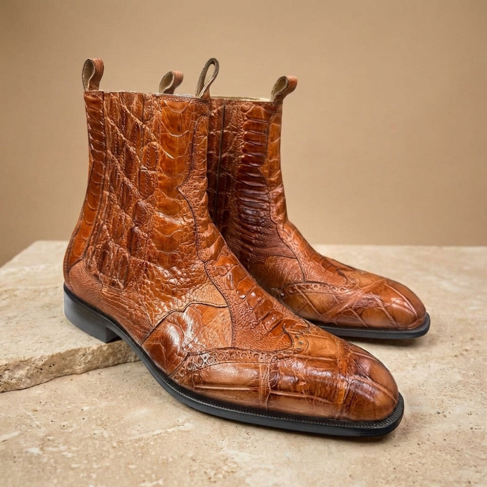 Mauri 1092 Alligator and Ostrich Leg Boot | Cellini Uomo