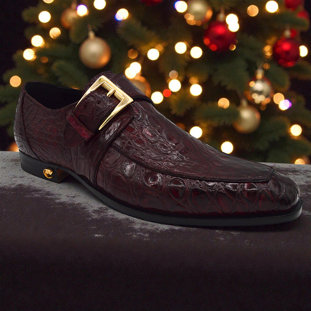 Mauri 1172 Burgundy Alligator Monk Strap - Cellini Uomo 