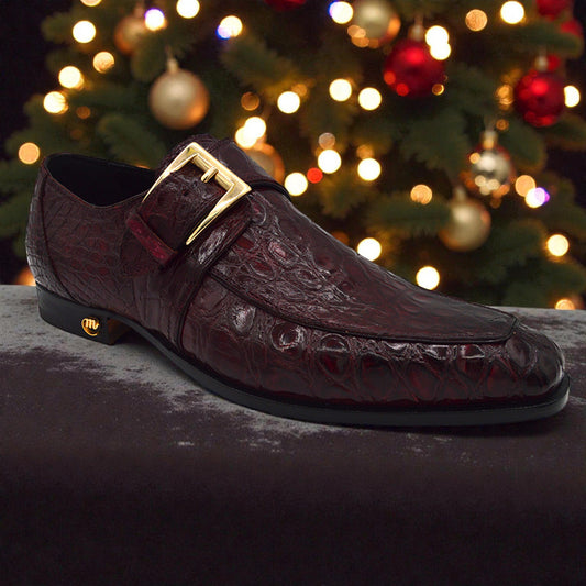 Mauri 1172 Burgundy Alligator Monk Strap