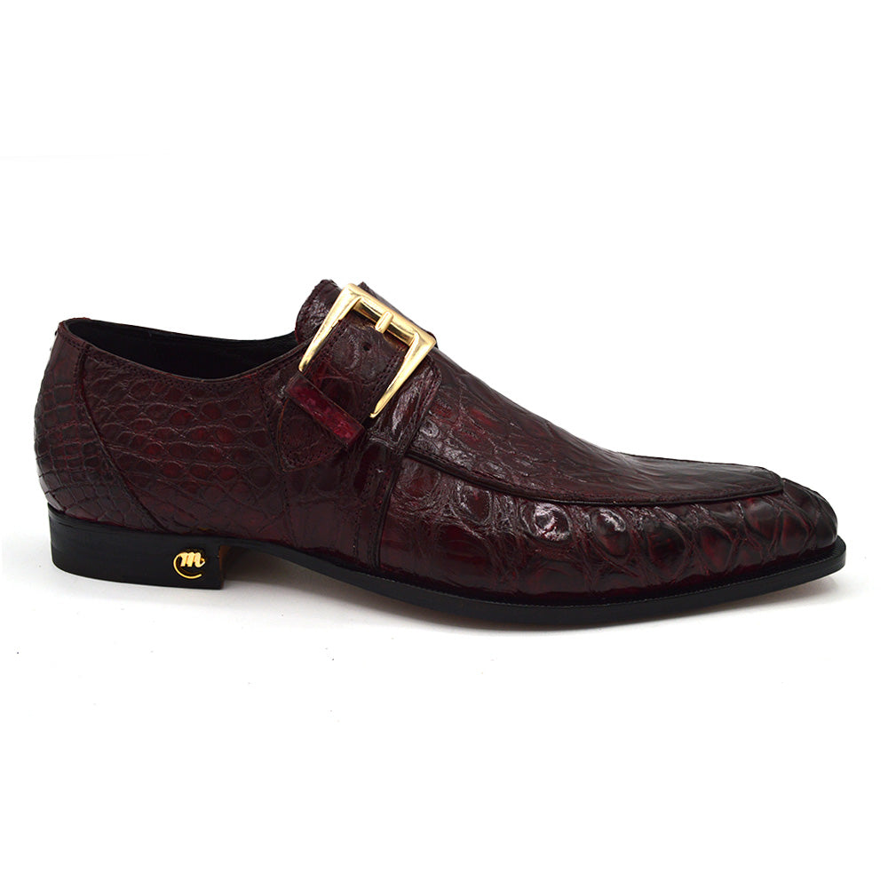 Mauri 1172 Burgundy Alligator Monk Strap Cellini Uomo