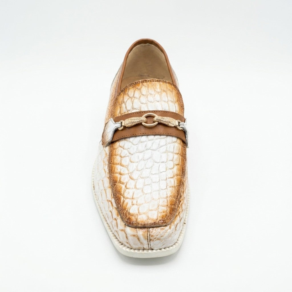 Mauri 4894 Alligator loafers shoes in black leather with sleek design and detailed alligator skin texture.