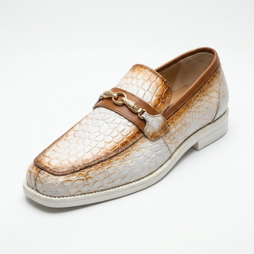 Mauri 4894 alligator loafers shoes with sleek black leather and textured alligator pattern, stylish and polished footwear.