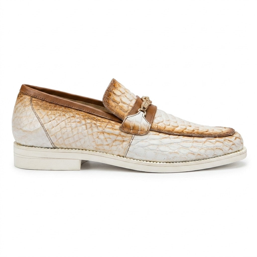 Mauri 4894 alligator loafers in dark brown leather, featuring a sleek slip-on shoe design with textured alligator pattern.