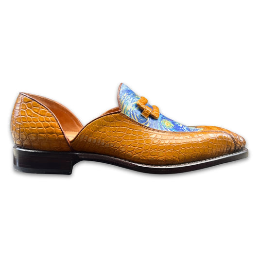 Sheriff Collection Cognac Van Gogh Design Alligator Loafer