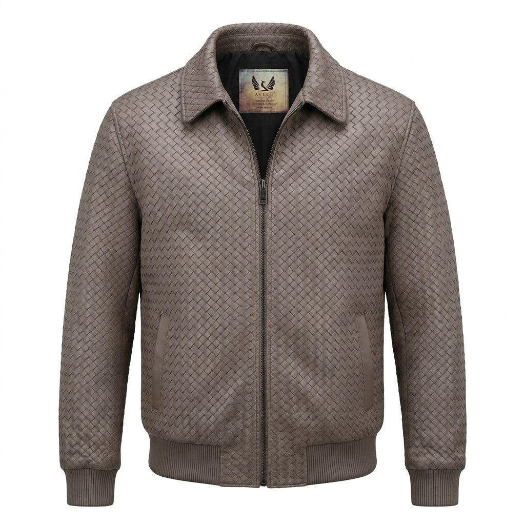 Special Order Men’s SVELG Premium Woven 100% Lambskin Leather Shirt Style Collar Bomber Jacket
