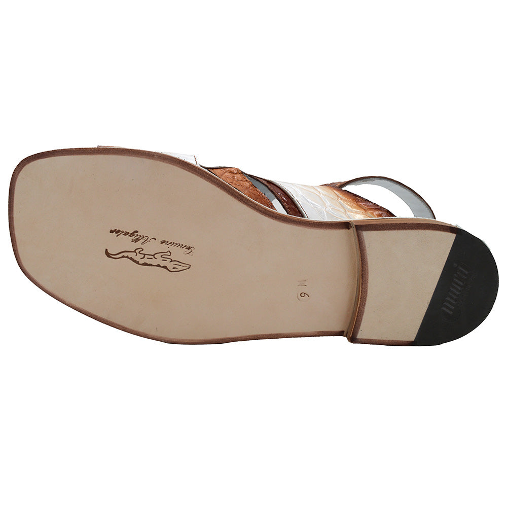 Mauri 1674 Alligator White Dirty Cognac Sandals | Cellini Uomo