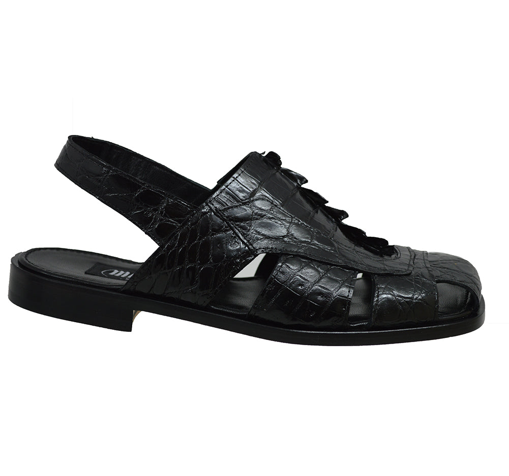 Mauri 1687 Black Crocodile Sandal  - Extra 30% Off At Checkout