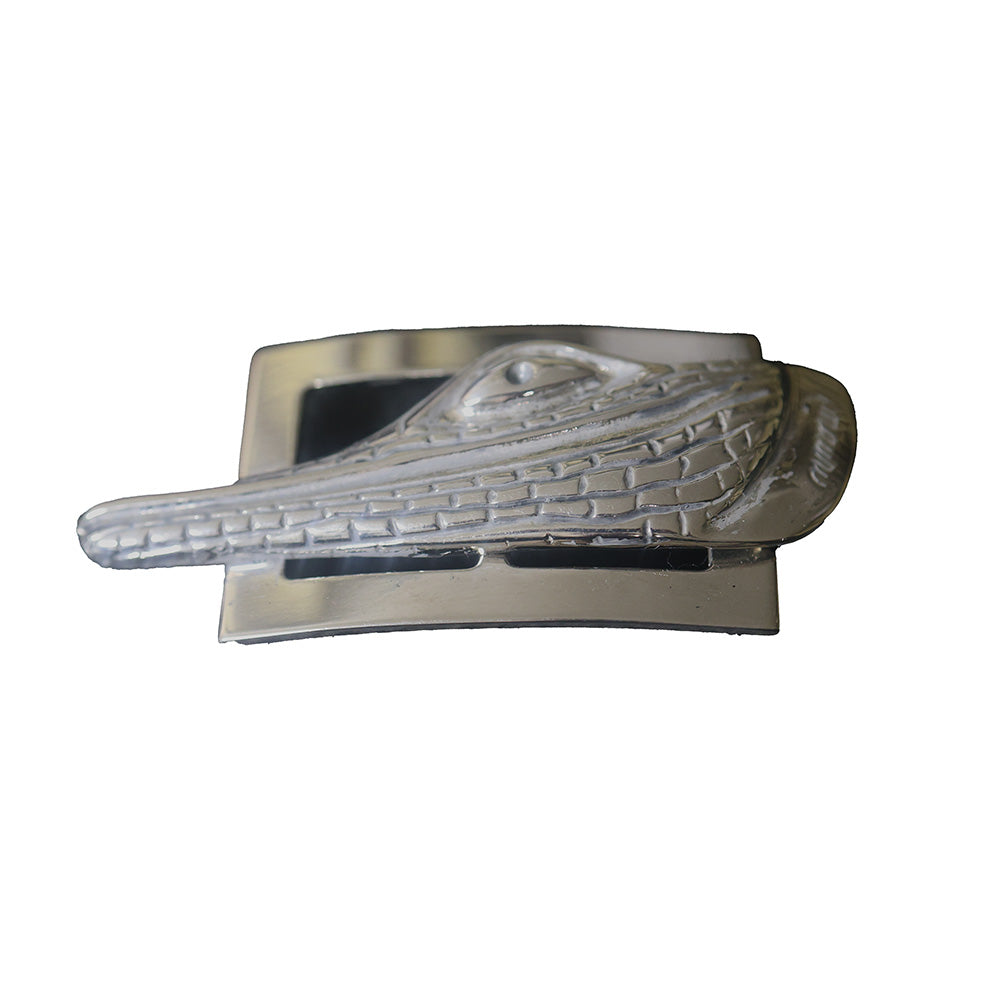 Mauri Silver Rectangle Buckle with Big Alligator Head - Cellini Uomo 