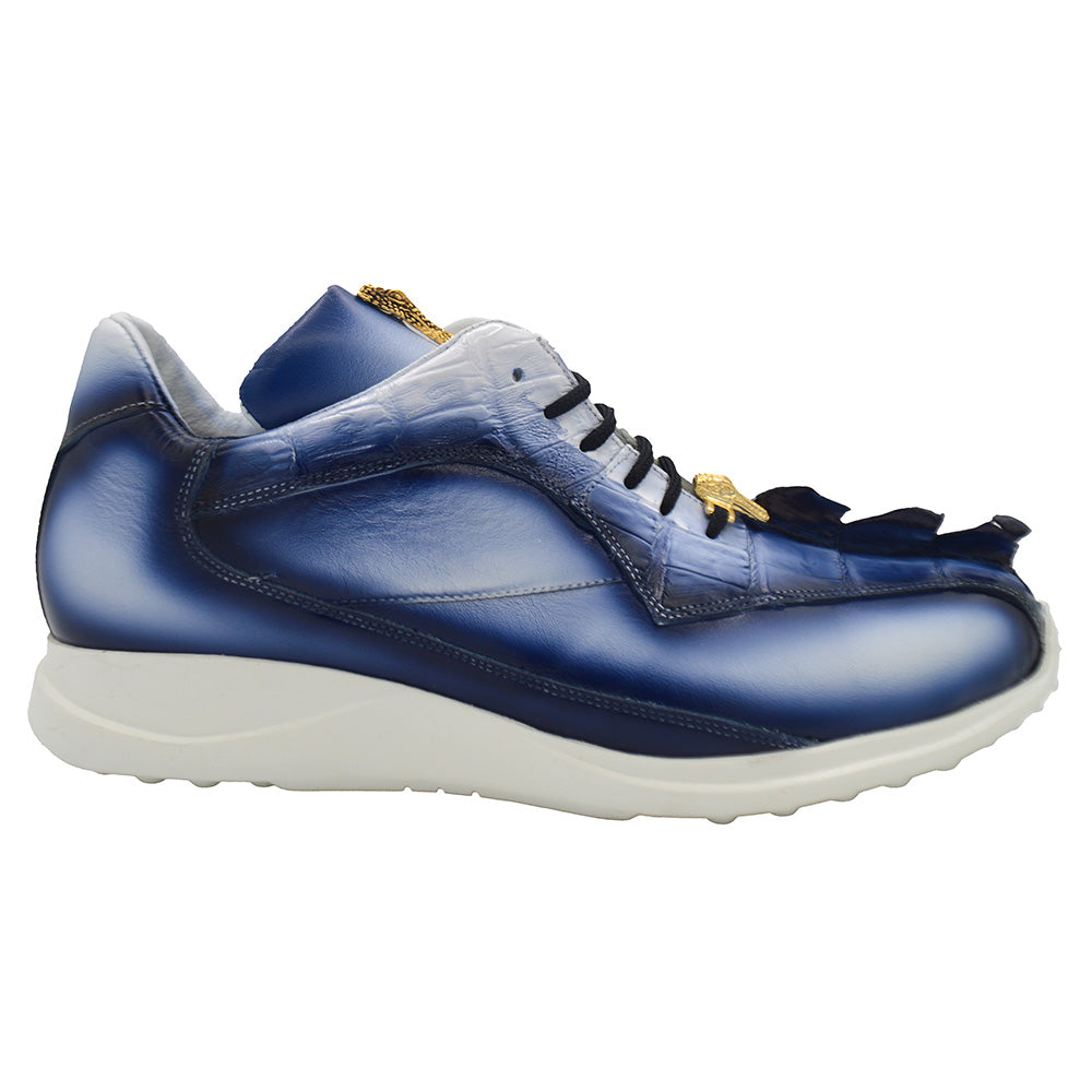 Mauri 8596 Dirty HornBack Alligator and Calf Sneakers | Cellini Uomo