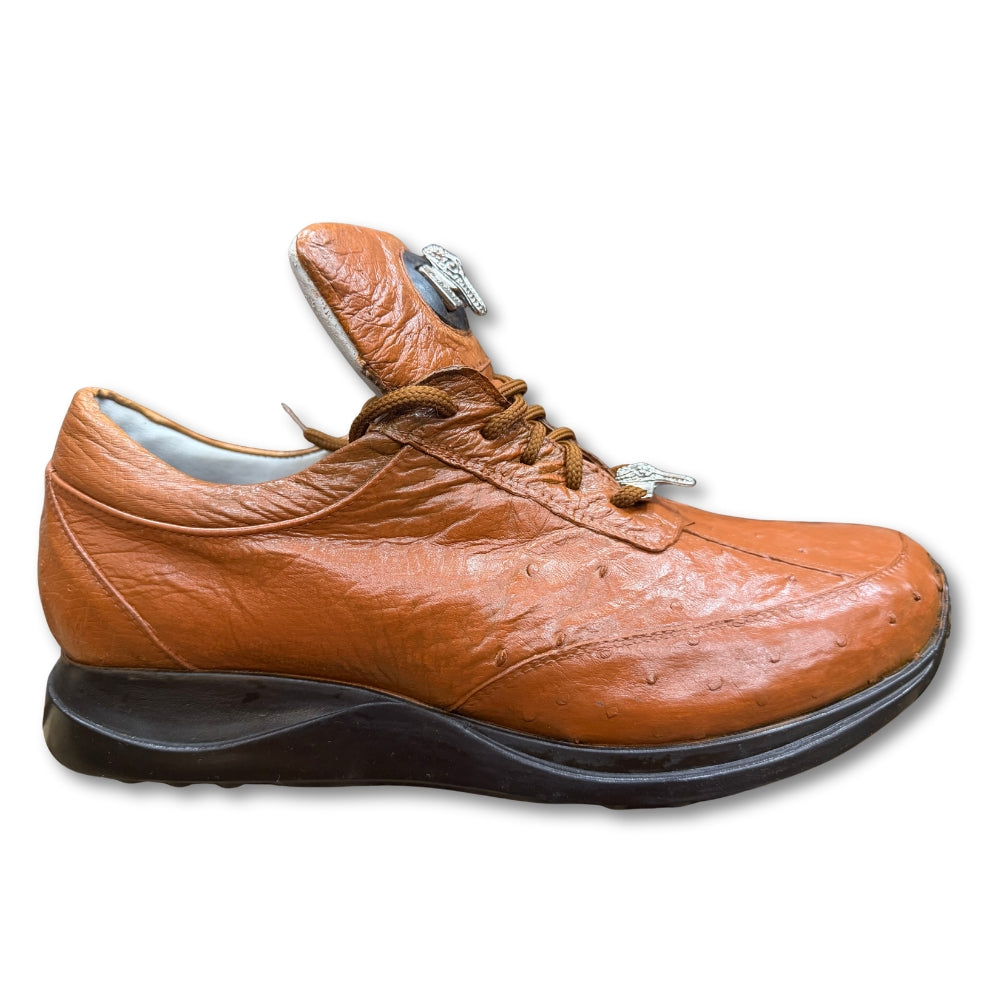 Ostrich Cognac Sneakers - Last Pair/Display - Cellini Uomo 