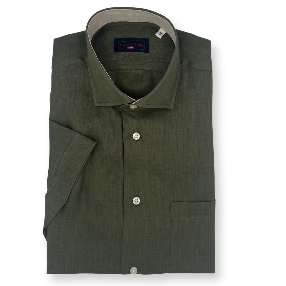 Torras premium Italian 100% linen short-sleeve shirt in light fabric with a relaxed fit and classic collar.