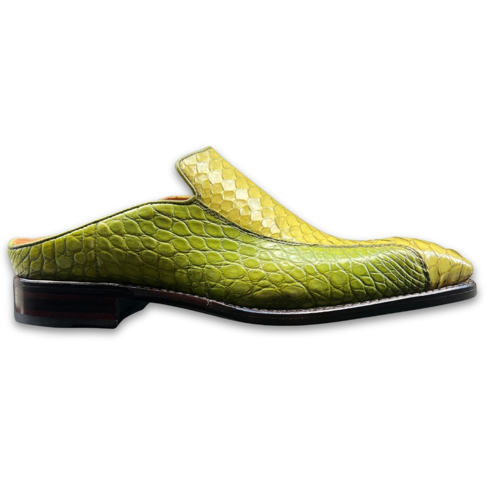 Sheriff Collection 2538-2002 Avocado Alligator and Python Half Shoes - Cellini Uomo 
