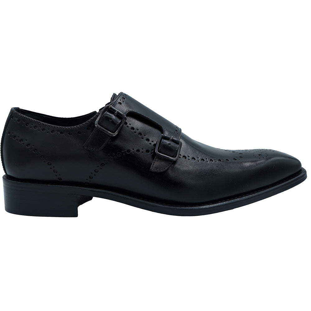 Toscana 8863 Double Monk Strap Dress Shoes Black Last Pair