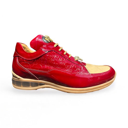 Mauri 8900 Patent Raspberry Baby Crocodile Champagne Sneakers - Cellini Uomo 