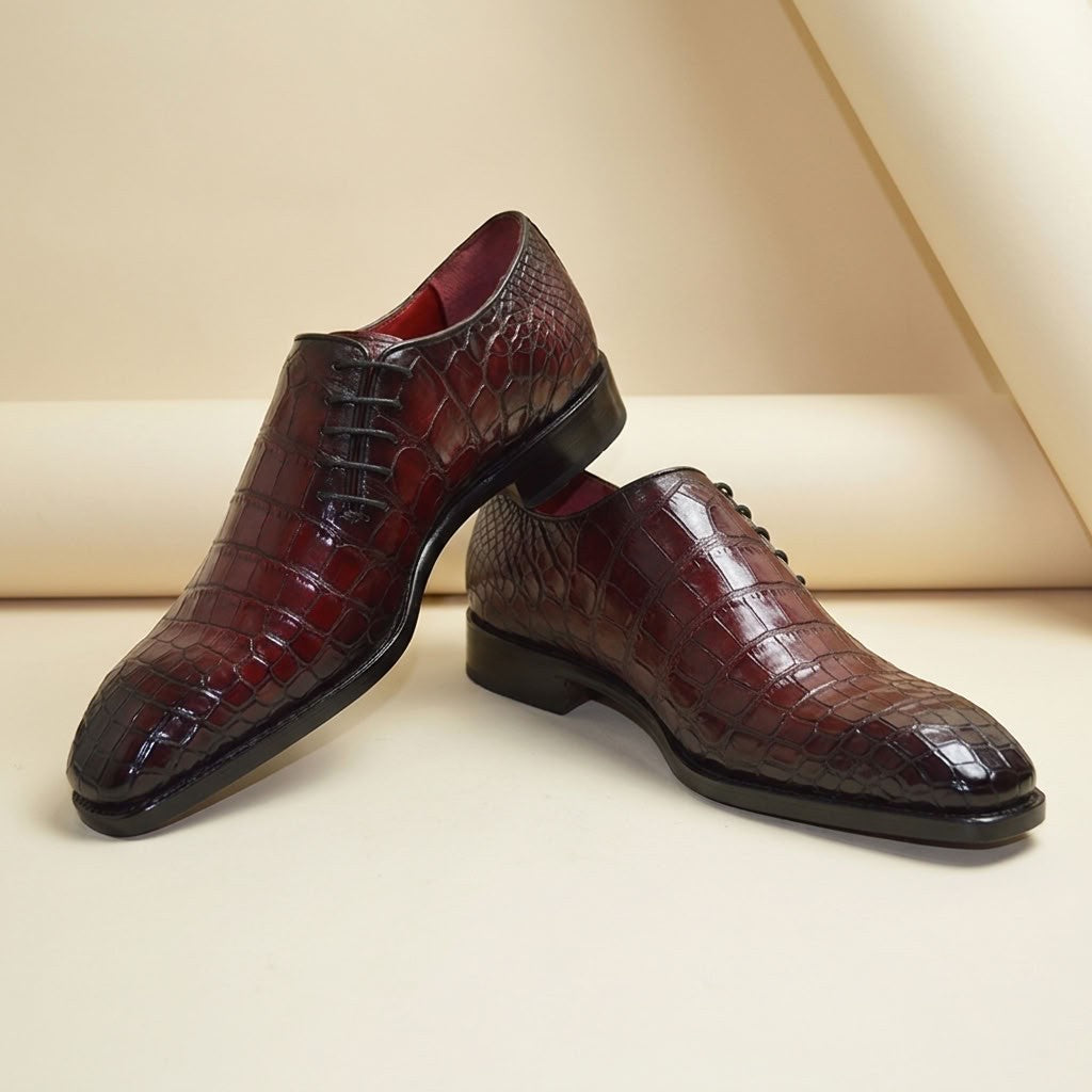 Sheriff Collection 2218 alligator lace-up shoes featuring detailed alligator leather and classic lace-up design.