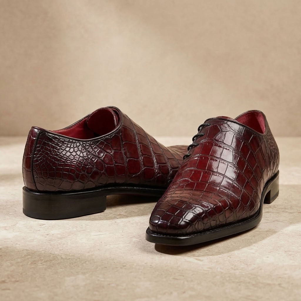 Sheriff Collection 2218 Alligator lace-up shoes with detailed alligator leather and classic design.