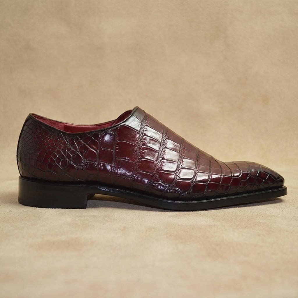 Sheriff Collection 2218 Alligator leather lace-up shoes with detailed stitching and classic design, featuring a polished finish.