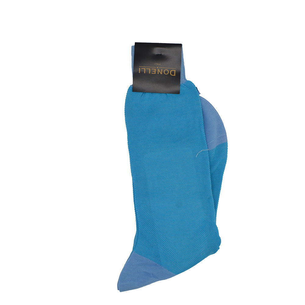 Men's Cotton Socks Azure Blue - Cellini Uomo 