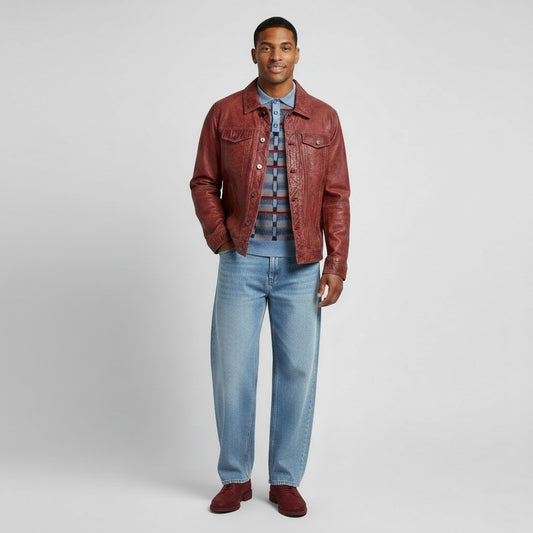 Missani Le Collezioni BF Leather Jean Jacket 392994 - Cellini Uomo 