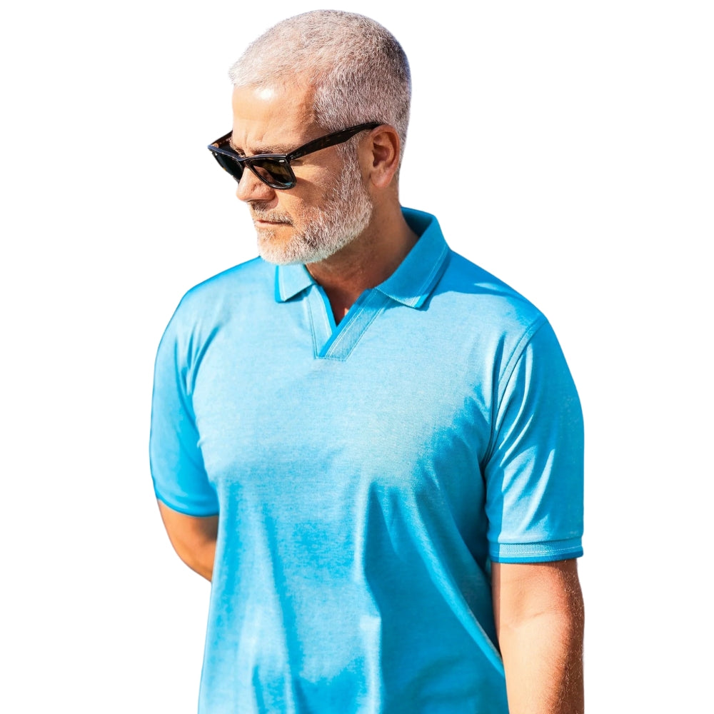 Marcello P229 Royal Oxford Open Collar Polo - Cellini Uomo 