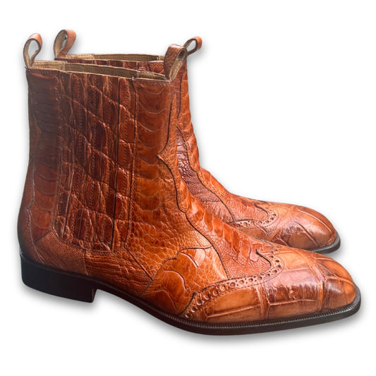 Mauri 1092 Alligator/Ostrich Leg Boot - Hand Painted Colors - Cellini Uomo 