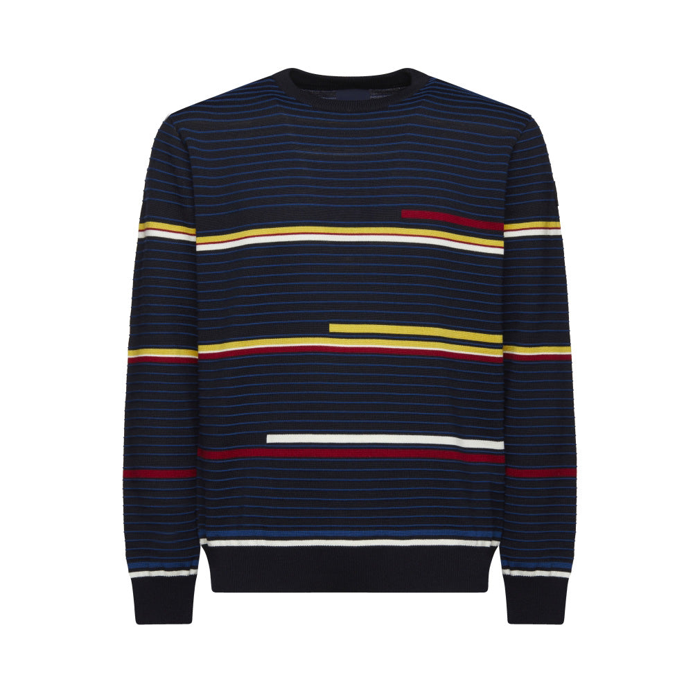 Impulso Navy and Multi-Colored Italian Striped Sweater 30041210Y - Cellini Uomo 