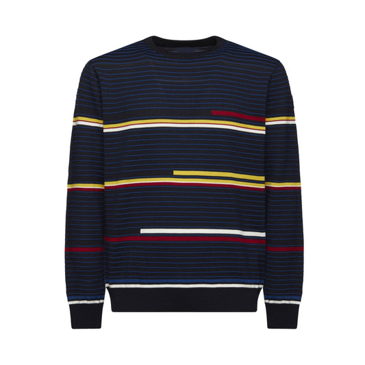 Impulso Navy and Multi-Colored Italian Striped Sweater 30041210Y - Cellini Uomo 