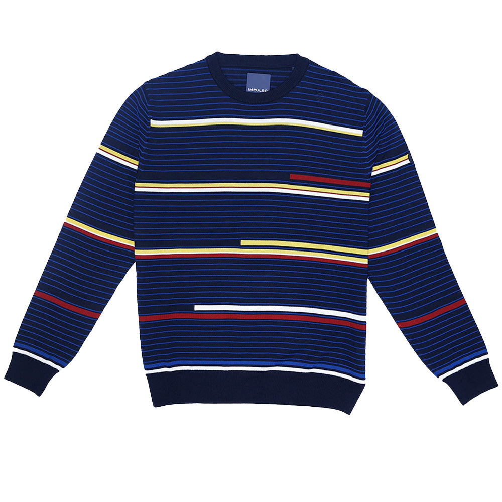 Montechiaro Navy and Multi-Colored Italian Striped Sweater 30041210Y