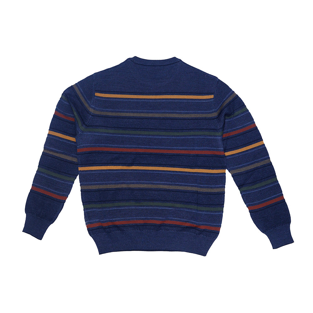 Montechiaro Navy and Multi-Colored Italian Striped Sweater 30127610M