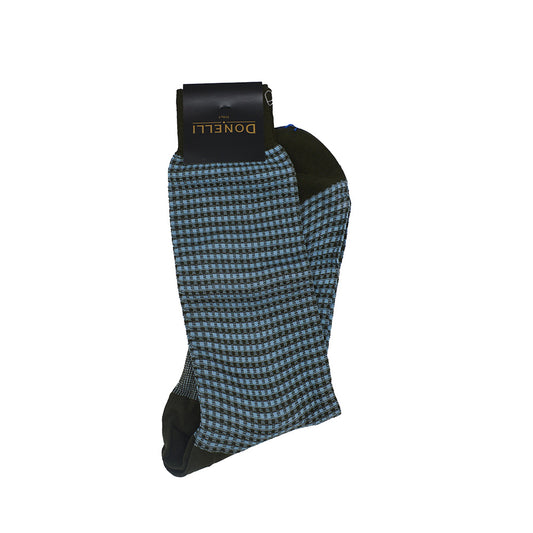 Men's Cotton Socks Dark Olive and Light Blue - Cellini Uomo 