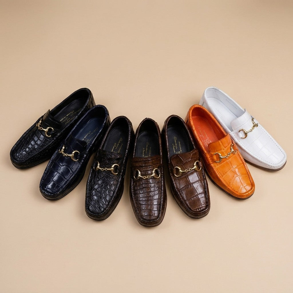 Calzoleria Toscana 3238 Alligator Rolls-Royce Loafer showing black alligator leather and sleek slip-on design.