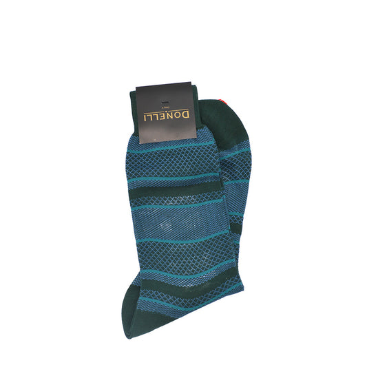 Men's Cotton Socks Grass Green with Ocean Blue - Cellini Uomo 