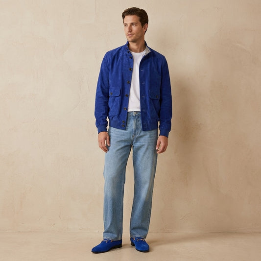 Torras Blue Suede Jacket D89959