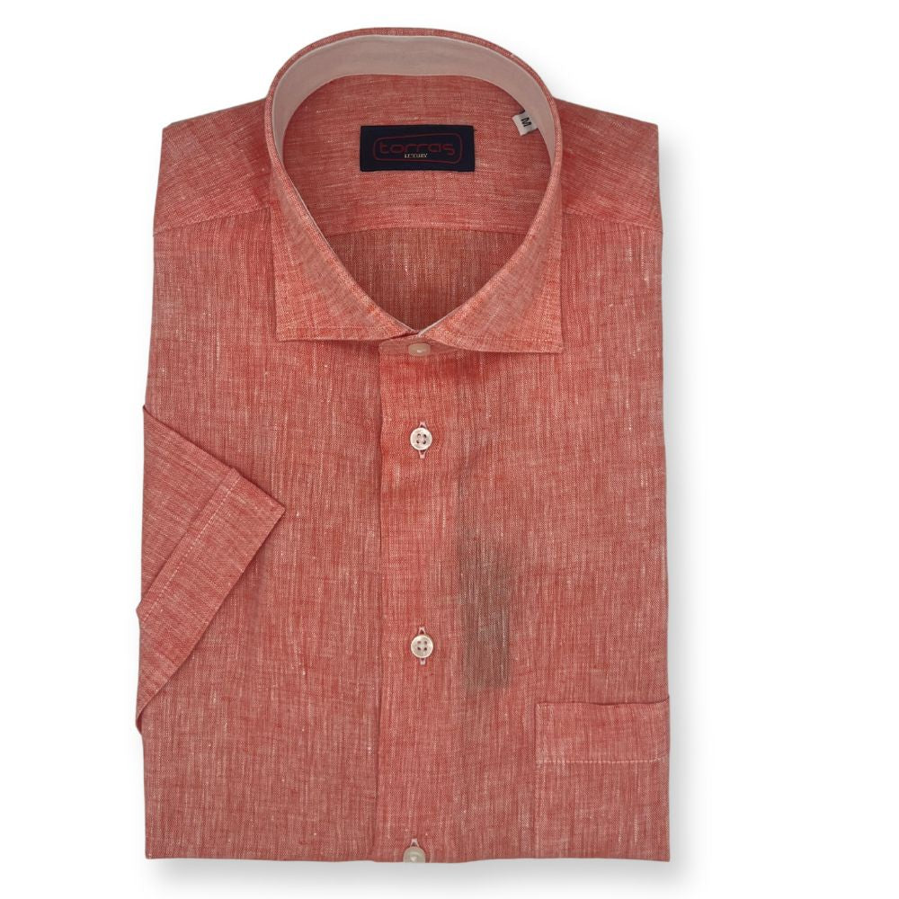 Torras Premium Italian 100% linen short-sleeve shirt in a light, breathable fabric with a classic collar and button front.