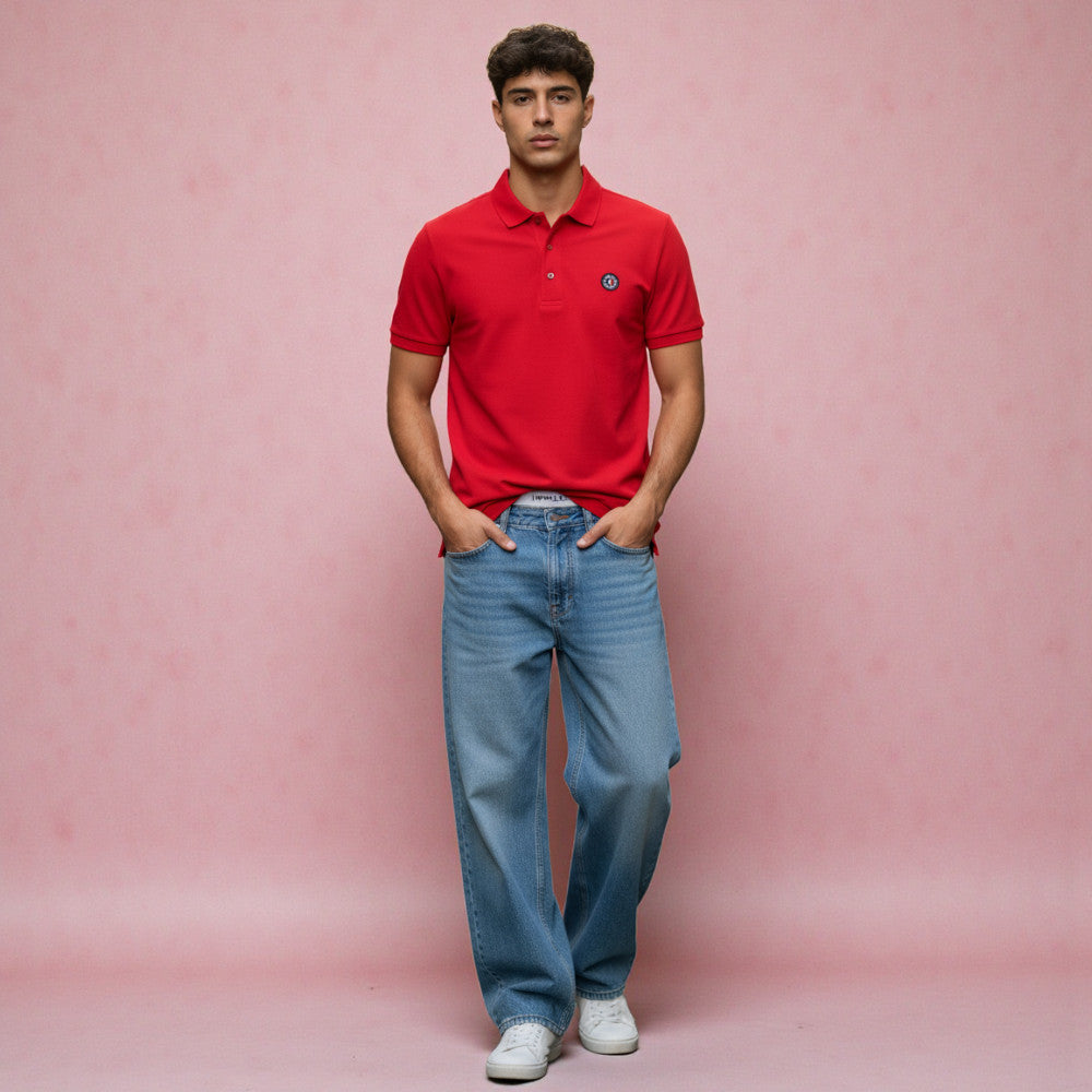 Impulso Polo Club shirt in white with collar and buttons, casual men's shirt, stylish and comfortable for everyday wear.