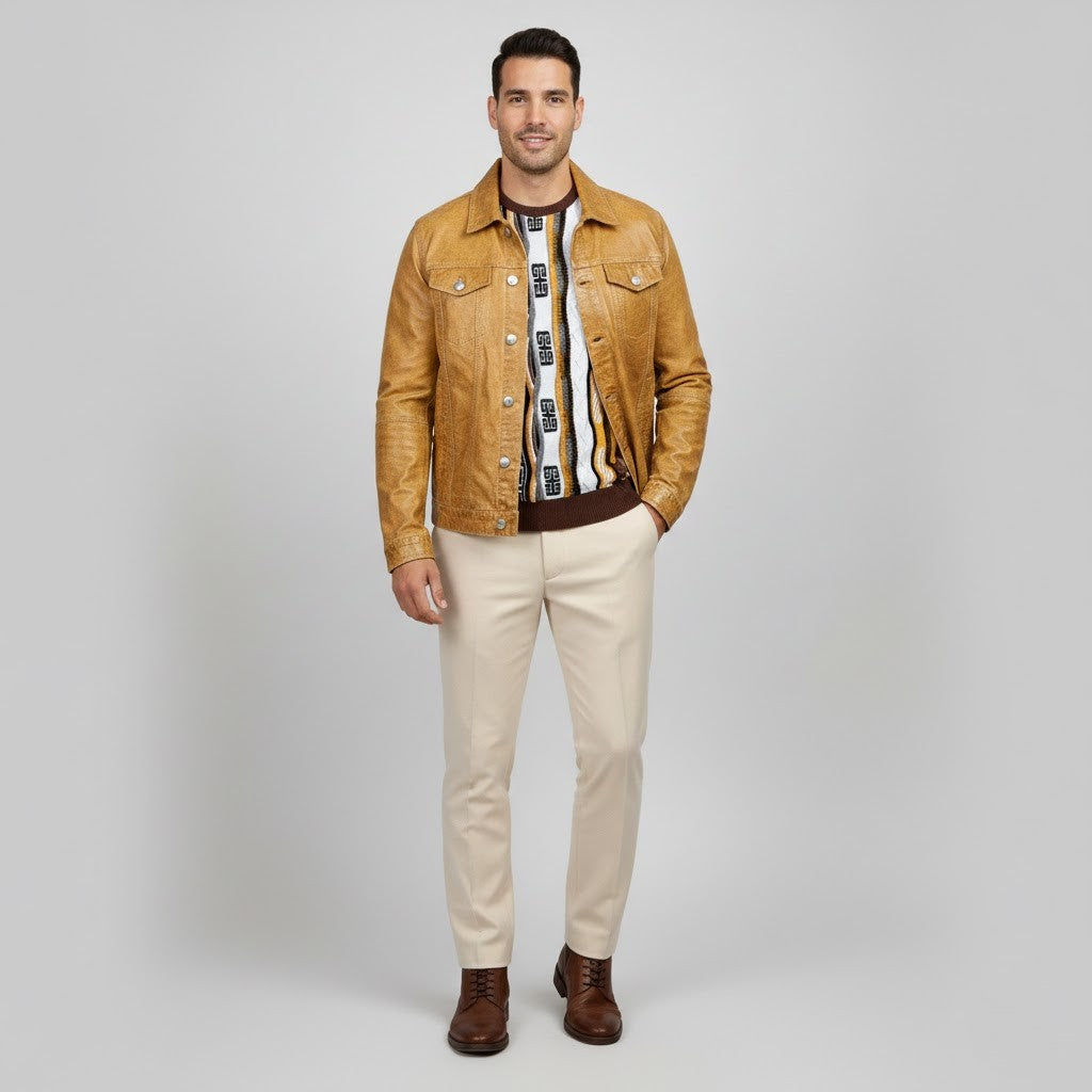 Missani Le Collezioni BF Leather Jean Jacket 392994 | Cellini Uomo