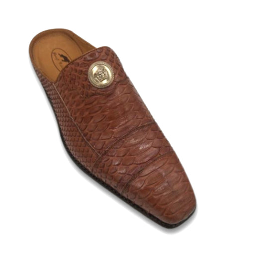 Sheriff Collection 2448-2009 Brown Python Slip-On Half Shoes