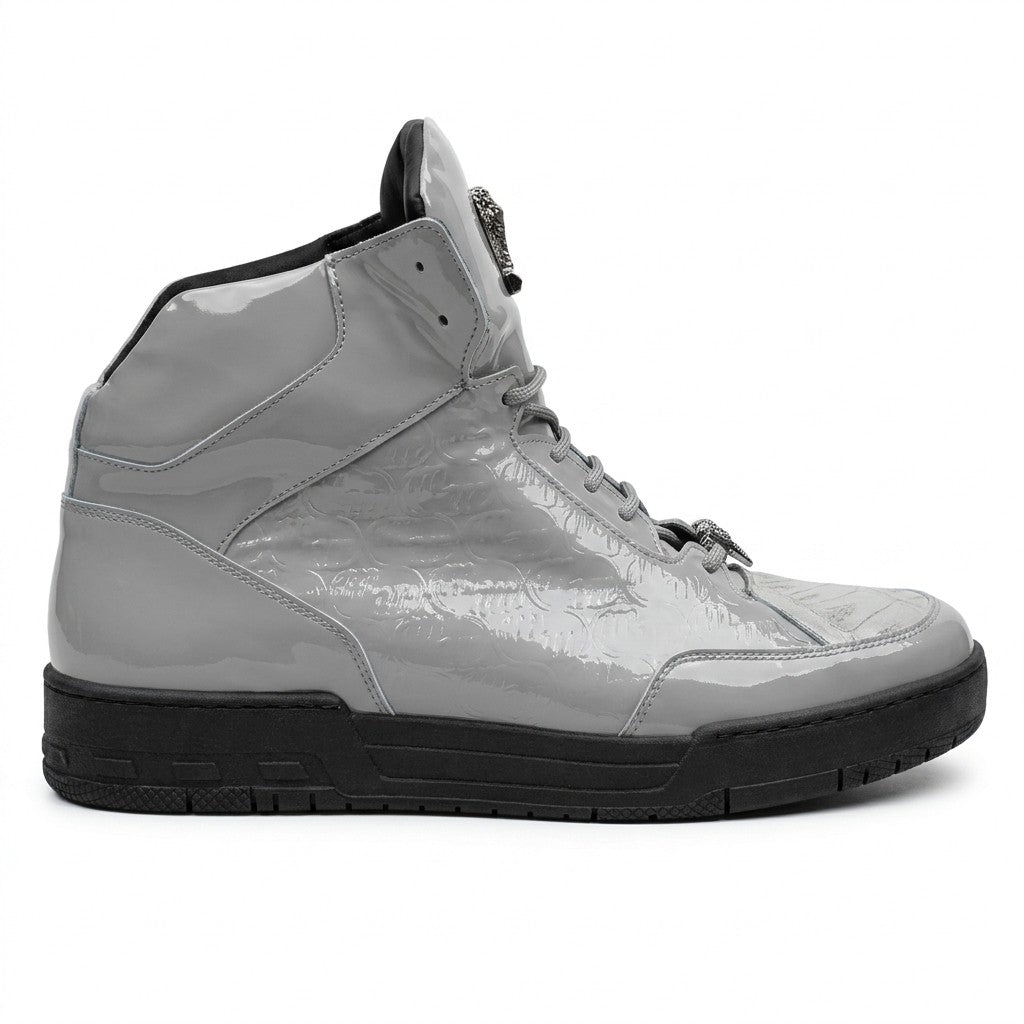Mauri 8429 patent leather and crocodile high-top sneakers with sleek design and textured detailing, stylish footwear for casual wear.