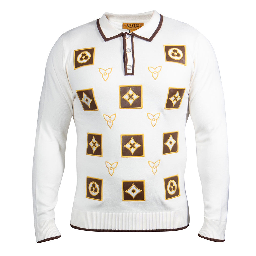 Prestige Long Sleeve Designed Polo Sweater 469