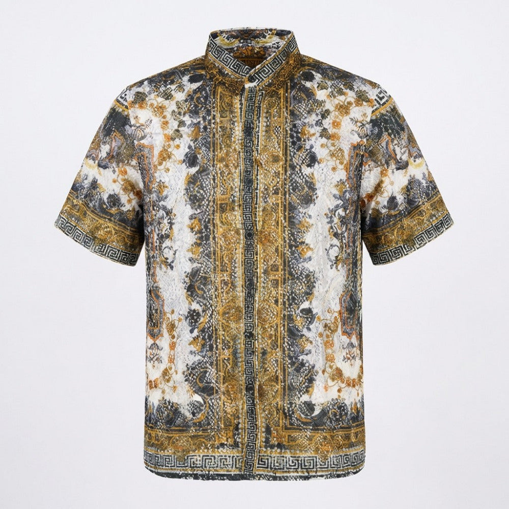 Green Prestige Lace Button Up shirt from the Prestige Lace Button Up 442 collection, featuring lace detailing and a classic fit.